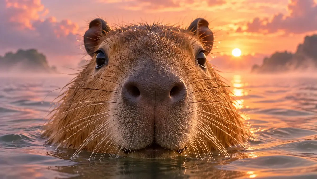 AI đưa máy sát lại, khuôn mặt chú capybara chiếm gần hết khung