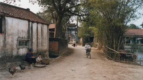 Ảnh làng quê sau khi được AI tô màu tự nhiên